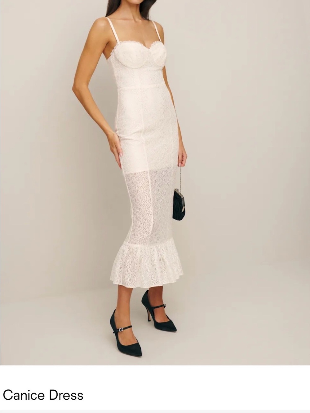 Reformation Canice Lace Midi Dress in Ivory